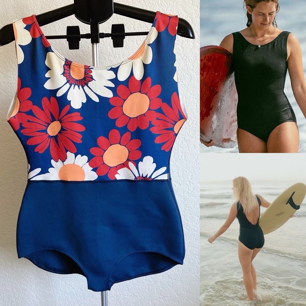 Seea Surf One Piece Lido Swimsuit Floral Print Made in California